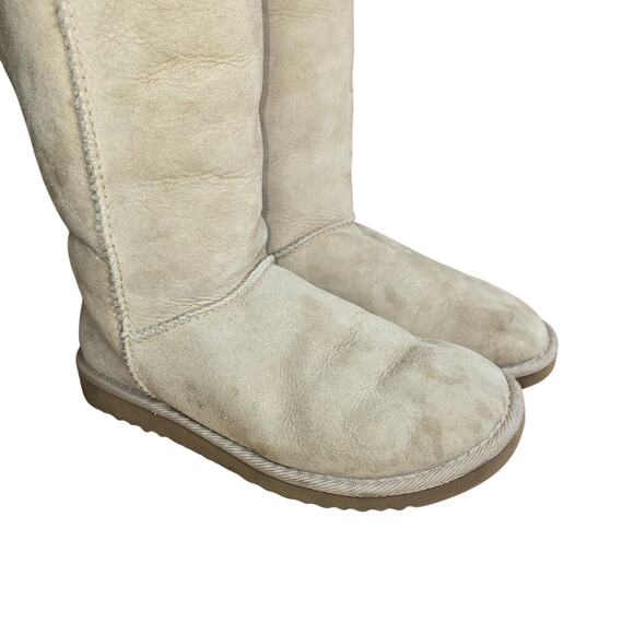 UGG AUSTRALIA Classic Tall Boots Women's Size 6 Sand Sherpa Leather Suede 5815 - Picture 4 of 10